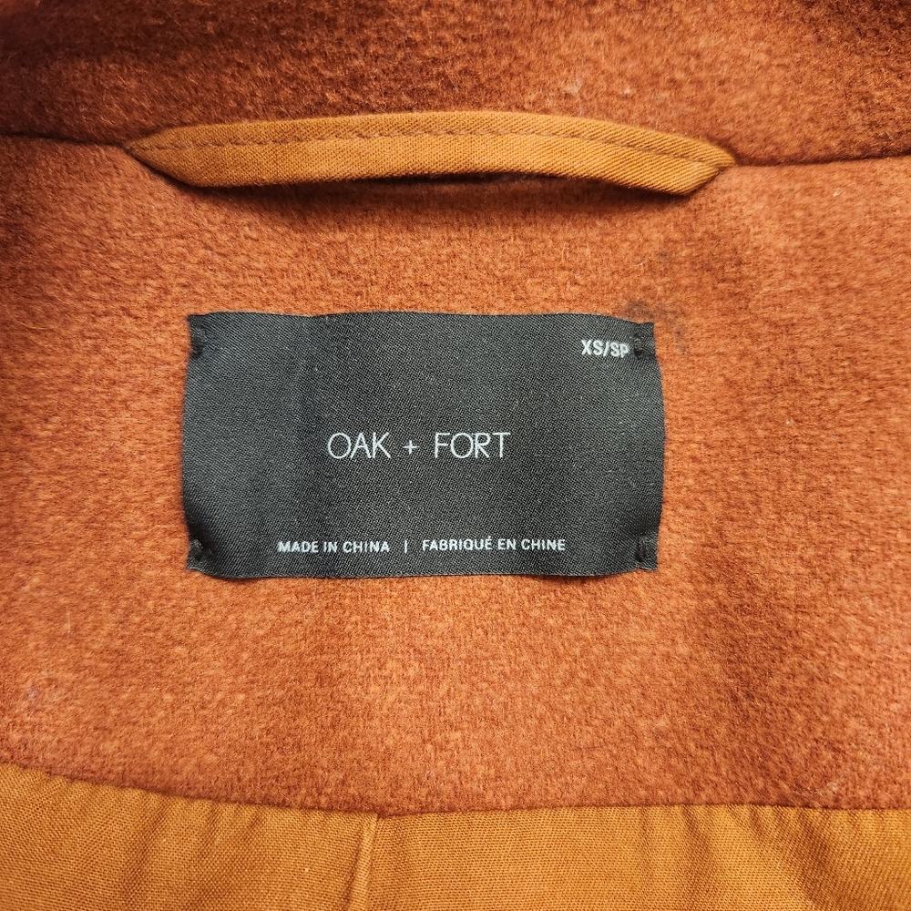 Oak + Fort Wool Blend Rust Colored Hidden Button Closure Coat Women's Size XS - Picture 2 of 8